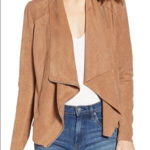 BLANKNYC Drape Front Faux Suede Jacket